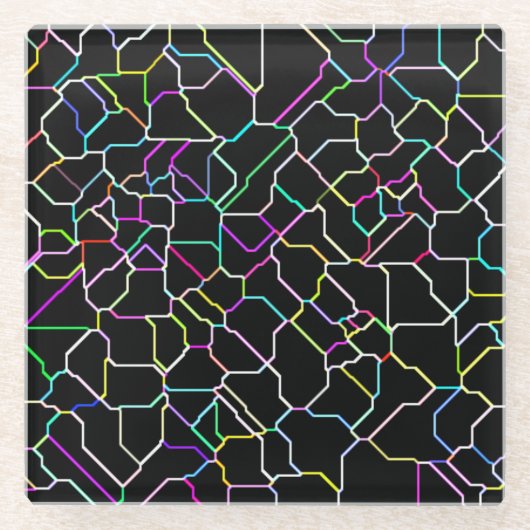 Neon Tile Glass Onderzetter Glazen Onderzetter (Voorkant)