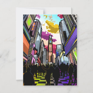 Neon Times Square Abstracte Kunst Ansichtkaart – N Briefkaart