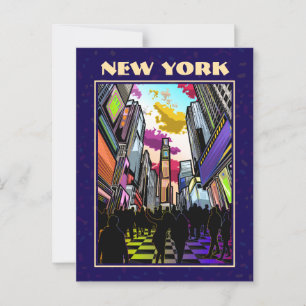 Neon Times Square met aangepaste tekst – New York Briefkaart