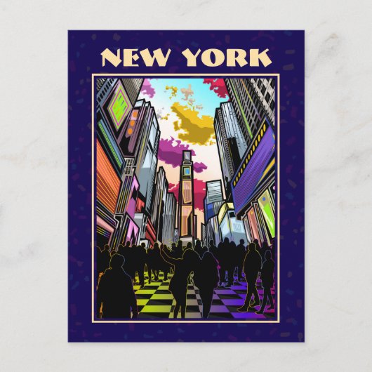 Neon Times Square met aangepaste tekst – New York Briefkaart (Voorkant)