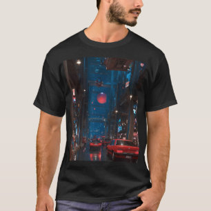 Neon Toekomst Stad Straat T-shirt
