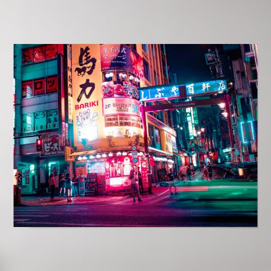 Neon Tokio Straathoek Poster (Voorkant)