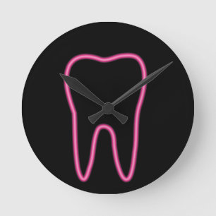 Neon tooth ronde klok