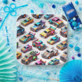 Neon Toy Car Birthday Party Plates Papieren Bordje (Feest)