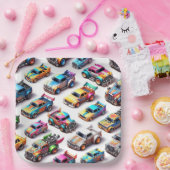 Neon Toy Car Birthday Party Plates Papieren Bordje (Feest)