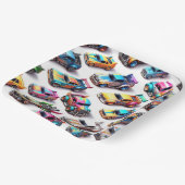 Neon Toy Car Birthday Party Plates Papieren Bordje (Gebogen)