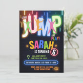 Neon Trampoline Bounce Birthday Party Kaart (Staand voorkant)