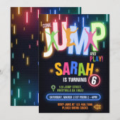 Neon Trampoline Bounce Birthday Party Kaart (Voorkant / Achterkant)