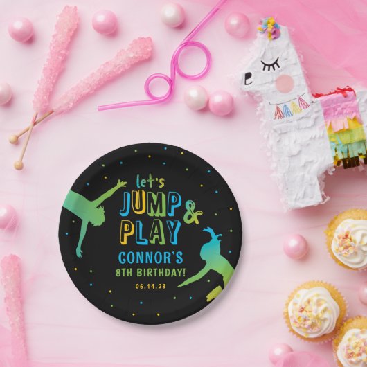 Neon Trampoline Park Boys Birthday Party Papieren Bordje (Feest)