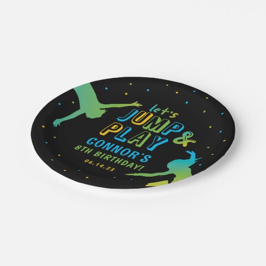 Neon Trampoline Park Boys Birthday Party Papieren Bordje (Gekanteld)