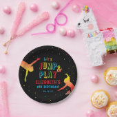 Neon Trampoline Park Kinderen van Birthday Partij Papieren Bordje (Feest)