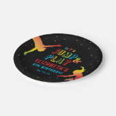 Neon Trampoline Park Kinderen van Birthday Partij Papieren Bordje (Gekanteld)