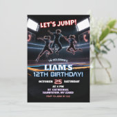 Neon Trampoline Park Verjaardagsfeestje Jongen Kaart (Staand voorkant)
