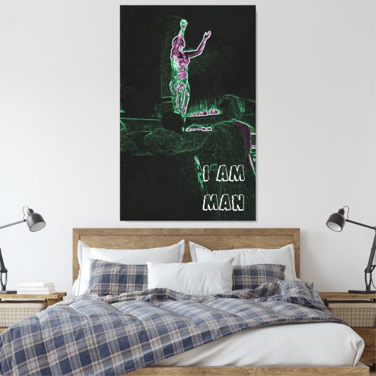 Neon Transparency Man die voor de hemel bereikt ik Canvas Afdruk (Insitu (Slaapkamer))
