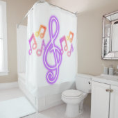 Neon Treble Clef Muzieknoten Douchegordijn (In situ)