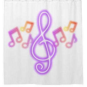 Neon Treble Clef Muzieknoten Douchegordijn