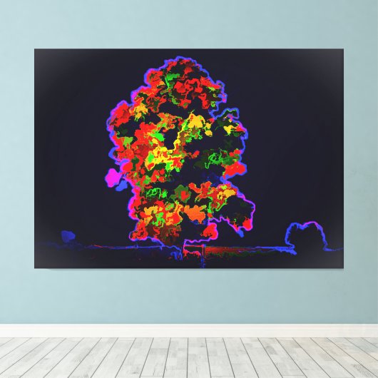 Neon tree explosie canvas afdruk (Insitu (Houten vloer))