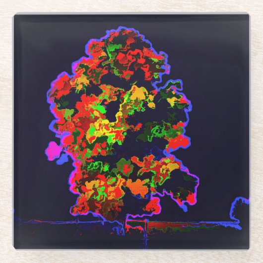 Neon tree explosie glazen onderzetter (Voorkant)