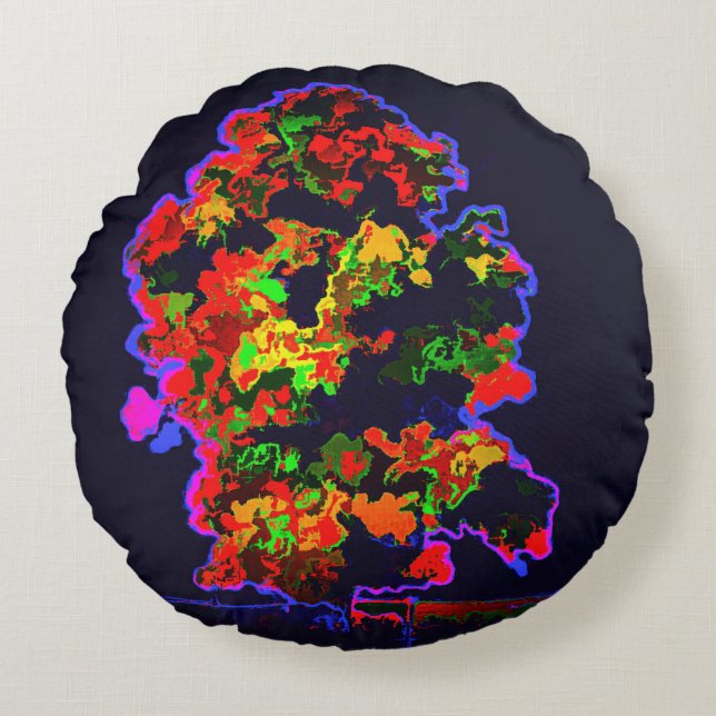 Neon tree explosie rond kussen (Voorkant)
