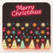 Neon Trendy Kerstvakantie Collectie Kartonnen Onderzetters (Voorkant)
