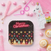 Neon Trendy Kerstvakantie Collectie Papieren Bordje (Feest)