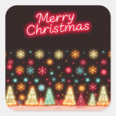 Neon Trendy Kerstvakantie Collectie Vierkante Sticker (Voorkant)