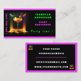 Neon Trendy Party Time gepersonaliseerde professio Visitekaartje