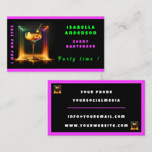 Neon Trendy Party Time gepersonaliseerde professio Visitekaartje