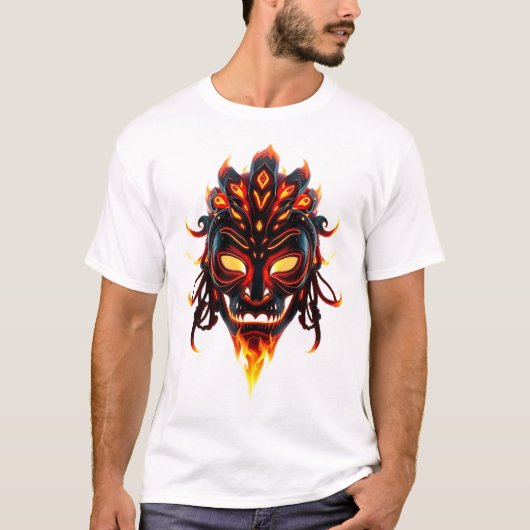 Neon Tribal Face Art T-shirt (Voorkant)