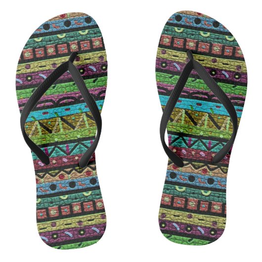 Neon Tribal Pattern Teenslippers (Voetbed)