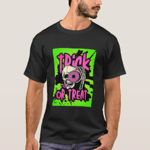 Neon Trick or Treat Schedel & Donut T-shirt