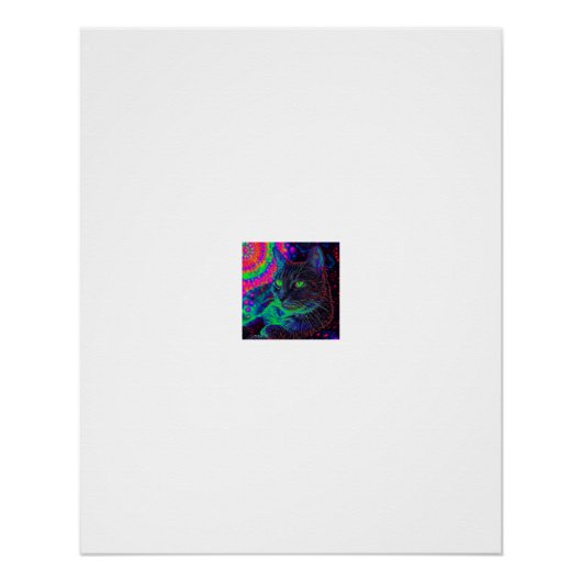 Neon Trippy Kat Levendige Ogen Perfect Poster (Voorkant)