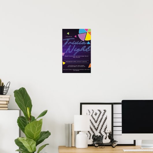 Neon Trivia Nachtfeest Poster (Thuiskantoor)