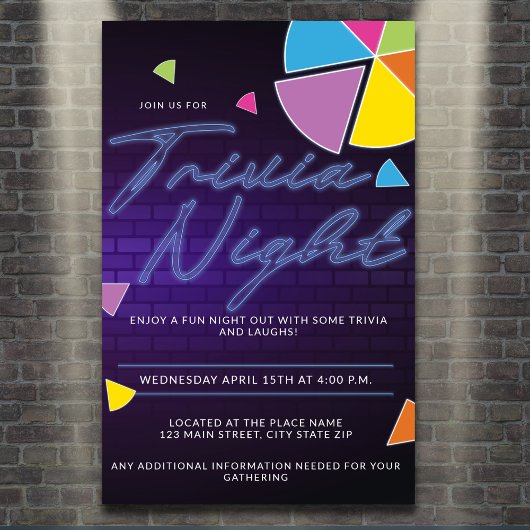 Neon Trivia Nachtfeest Poster