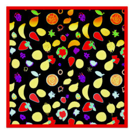 Neon Tropic Fruits Burst Perfect Poster