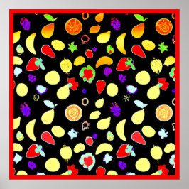 Neon Tropic Fruits Burst Poster