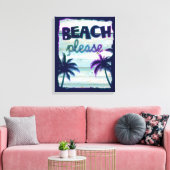 Neon Tropical Beach Wood Vacation Palm Trees Canvas Afdruk (Insitu (Woonkamer))