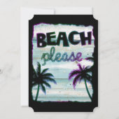Neon Tropical Beach Wood Vacation Palm Trees Kaart (Achterkant)