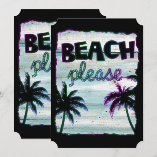 Neon Tropical Beach Wood Vacation Palm Trees Kaart (Voorkant / Achterkant)