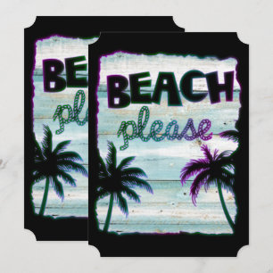 Neon Tropical Beach Wood Vacation Palm Trees Kaart