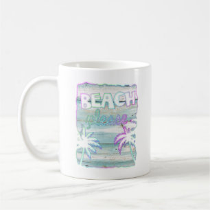 Neon Tropical Beach Wood Vacation Palm Trees Koffiemok