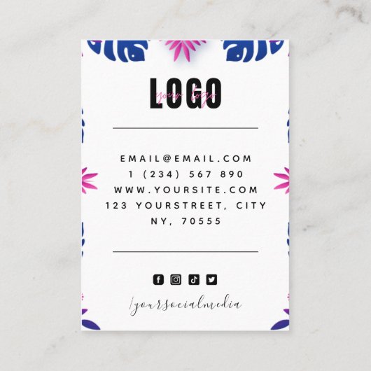 Neon Tropical Exotic Palm Leaves Visitekaartje (Achterkant)