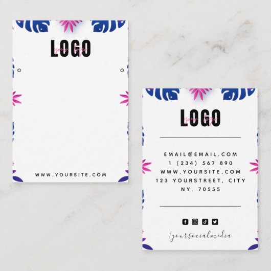 Neon Tropical Exotic Palm Leaves Visitekaartje (Voorkant / Achterkant)