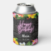 Neon Tropical Forest Zomer Hawaii Verjaardagsfeest Blikjeskoeler (Blikje Achterkant)