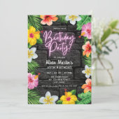 Neon Tropical Forest Zomer Hawaii Verjaardagsfeest Kaart (Staand voorkant)