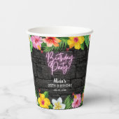 Neon Tropical Forest Zomer Hawaii Verjaardagsfeest Papieren Bekers (Achterkant)