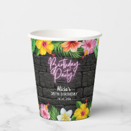 Neon Tropical Forest Zomer Hawaii Verjaardagsfeest Papieren Bekers