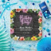 Neon Tropical Forest Zomer Hawaii Verjaardagsfeest Papieren Bordje (Feest)