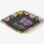 Neon Tropical Forest Zomer Hawaii Verjaardagsfeest Papieren Bordje (Gebogen)