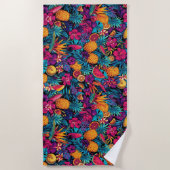 Neon Tropical Fruit Flower Beach Towel - Pineapple Strandlaken (Voorkant)